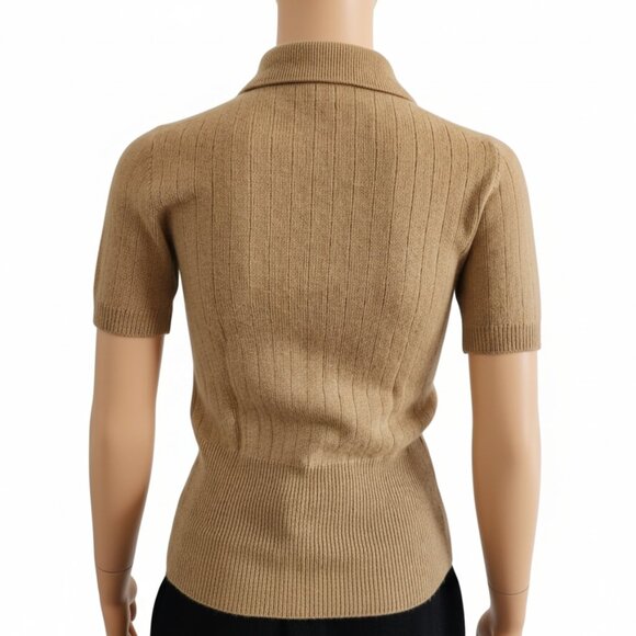 Vintage Jaeger Cashmere Pullover Sweater Collared Beige Scotland Womens Size 34 - Picture 2 of 5